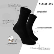SOKKS 4 Paar Tennissocken Schwarz | Baumwolle