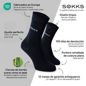 SOKKS Calcetines Ejecutivos Azul de Viscosa de Bambú — Ventajas: Fabricados en Europa, bambú orgánico, 100 días de devolución, 12 meses de garantía antiagujeros