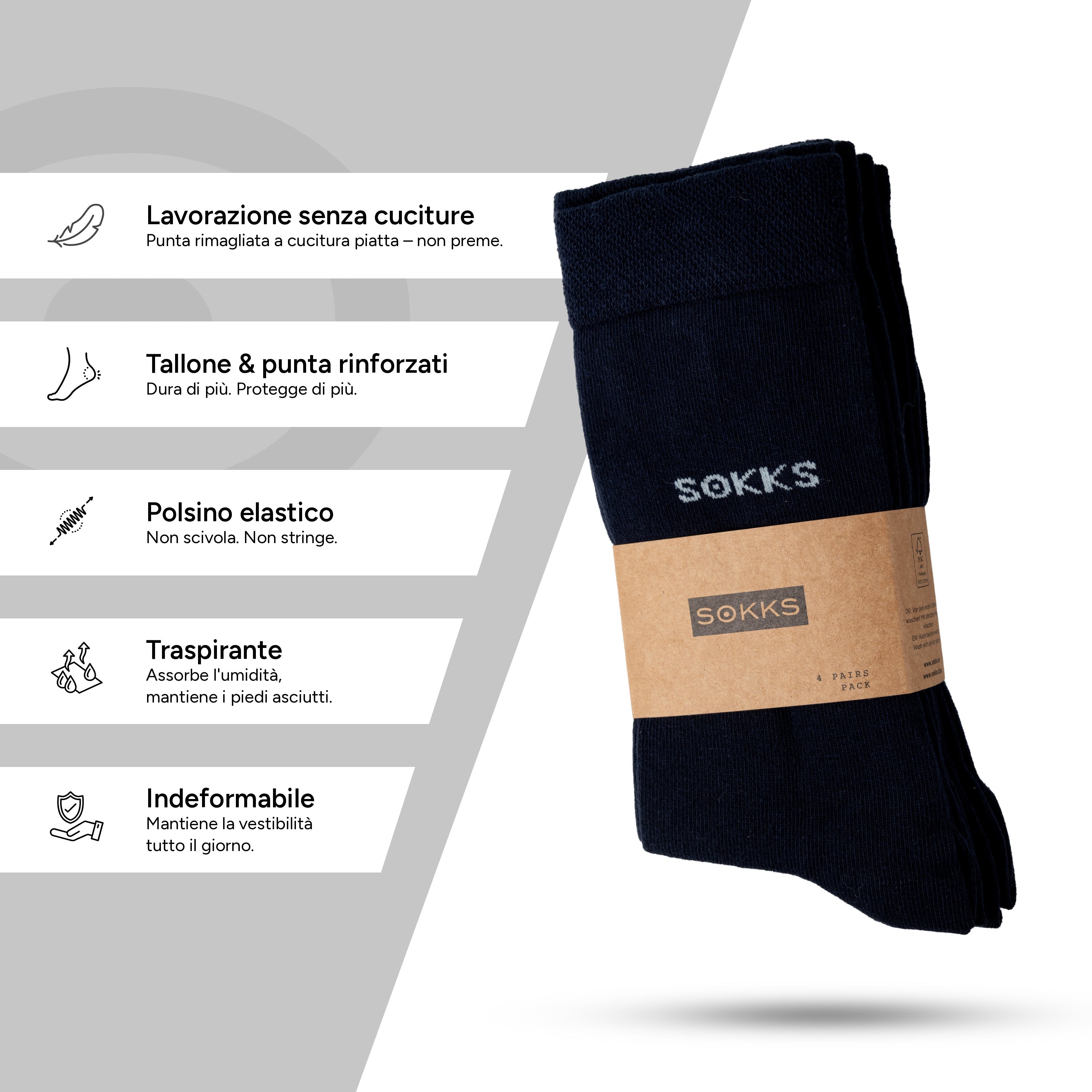 SOKKS Calze Eleganti Blu in Viscosa di Bambù — Indossato