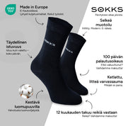 SOKKS Pukusukat Tummansiniset, puuvillaa — Edut: Made in Europe, luomupuuvilla, 100 päivän palautusoikeus, 12 kuukauden takuu reikiä vastaan