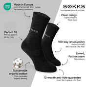 SOKKS Business Dress Socks Grey in Cotton — Benefits: Made in Europe, organic cotton, 100-day return policy, 12-month anti-hole guarantee