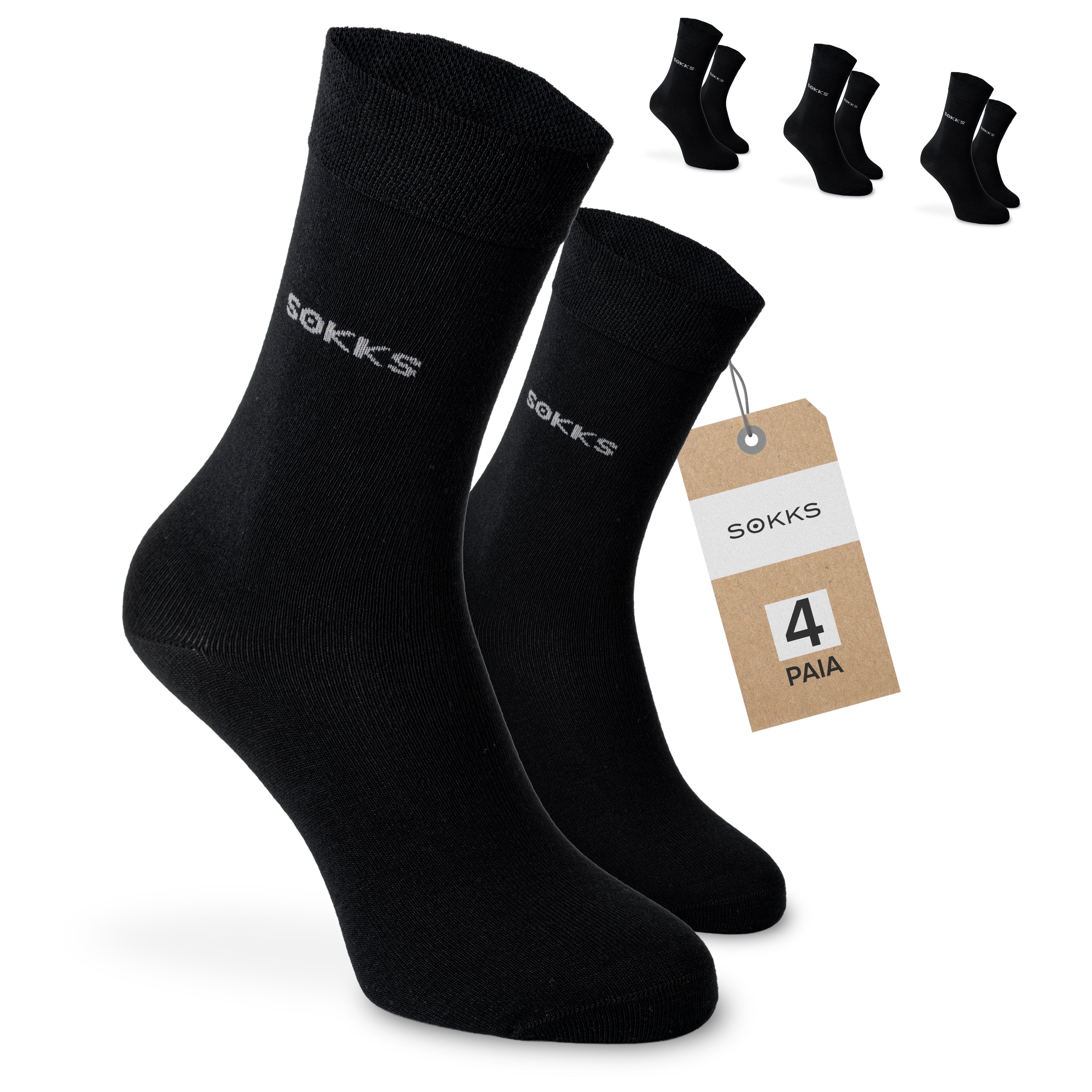 SOKKS Calze Eleganti Nero in Viscosa di Bambù — Set da 4 paia