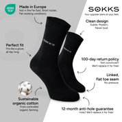 SOKKS Business Dress Socks Black in Cotton — Benefits: Made in Europe, organic cotton, 100-day return policy, 12-month anti-hole guarantee