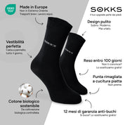 SOKKS Calze Eleganti Nero in Cotone — Vantaggi: Made in Europe, cotone biologico, reso entro 100 giorni, 12 mesi di garanzia anti-buchi