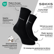 SOKKS Skarpetki do Garnituru Czarne z Bawełny — Zalety: Made in Europe, bawełna organiczna, 100 dni na zwrot, 12-miesięczna gwarancja na dziury