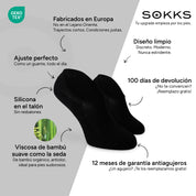 SOKKS Calcetines Invisibles Negro – calcetines invisibles para sneakers de Viscosa de Bambú — Ventajas: Fabricados en Europa, bambú orgánico, 100 días de devolución, 12 meses de garantía antiagujeros