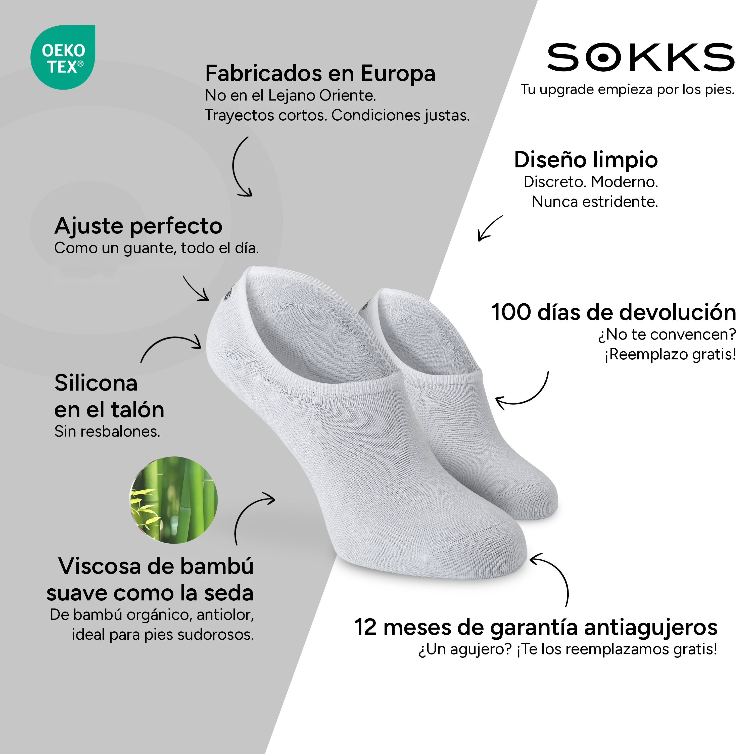 SOKKS Calcetines Invisibles Blanco – calcetines invisibles para sneakers de Viscosa de Bambú — Ventajas: Fabricados en Europa, bambú orgánico, 100 días de devolución, 12 meses de garantía antiagujeros
