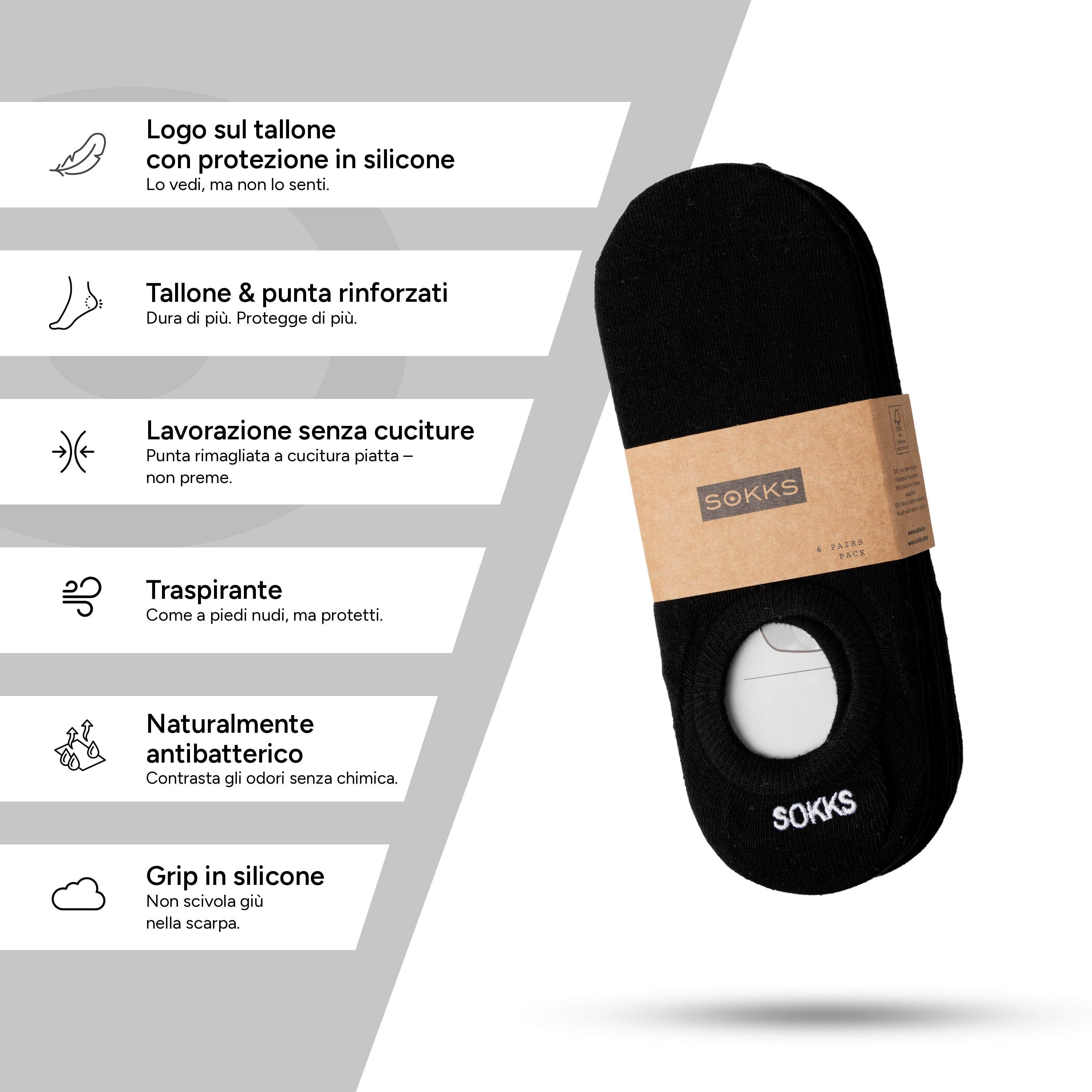 SOKKS Fantasmini Nero – calzini invisibili per sneaker in Cotone — Indossato