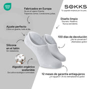SOKKS Calcetines Invisibles Blanco – calcetines invisibles para sneakers de Algodón — Ventajas: Fabricados en Europa, algodón orgánico, 100 días de devolución, 12 meses de garantía antiagujeros