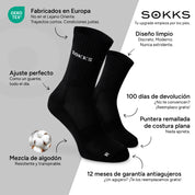 SOKKS Calcetines de Running Altos Negro de Mezcla de Algodón — Ventajas: Fabricados en Europa, mezcla de algodón, 100 días de devolución, 12 meses de garantía antiagujeros