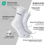 SOKKS Calze da Running Alte Bianco in Misto Cotone — Vantaggi: Made in Europe, misto cotone, reso entro 100 giorni, 12 mesi di garanzia anti-buchi