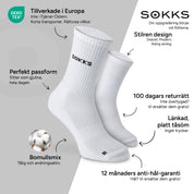 SOKKS Höga Löparstrumpor Vit i Bomullsmix — Fördelar: Tillverkade i Europa, bomullsmix, 100 dagars returrätt, 12 månaders anti-hål-garanti