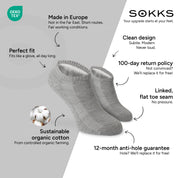 SOKKS Quarter Sneaker Socks Grey in Cotton — Benefits: Made in Europe, organic cotton, 100-day return policy, 12-month anti-hole guarantee