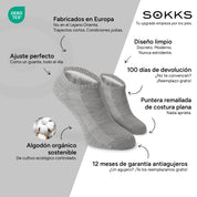 SOKKS Tobilleros Quarter Gris de Algodón — Ventajas: Fabricados en Europa, algodón orgánico, 100 días de devolución, 12 meses de garantía antiagujeros
