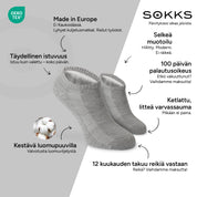 SOKKS Sneakersukat Harmaat, puuvillaa — Edut: Made in Europe, luomupuuvilla, 100 päivän palautusoikeus, 12 kuukauden takuu reikiä vastaan