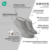 SOKKS Skarpetki Quarter Szare z Bawełny — Zalety: Made in Europe, bawełna organiczna, 100 dni na zwrot, 12-miesięczna gwarancja na dziury