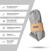 SOKKS Quarter Sneaker Socks Grey in Cotton — Worn view