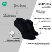 SOKKS Quarter Sneakersokken Marineblauw van Katoen — Voordelen: Made in Europe, biologisch katoen, 100 dagen retourrecht, 12 maanden anti-gaten-garantie
