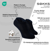 SOKKS Skarpetki Quarter Granatowe z Bawełny — Zalety: Made in Europe, bawełna organiczna, 100 dni na zwrot, 12-miesięczna gwarancja na dziury