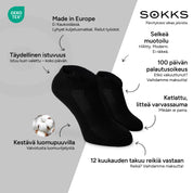 SOKKS Sneakersukat Mustat, puuvillaa — Edut: Made in Europe, luomupuuvilla, 100 päivän palautusoikeus, 12 kuukauden takuu reikiä vastaan