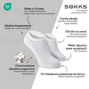 SOKKS Skarpetki Quarter Białe z Bawełny — Zalety: Made in Europe, bawełna organiczna, 100 dni na zwrot, 12-miesięczna gwarancja na dziury