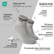 SOKKS Retro-sneakersukat Harmaat, puuvillaa — Edut: Made in Europe, luomupuuvilla, 100 päivän palautusoikeus, 12 kuukauden takuu reikiä vastaan
