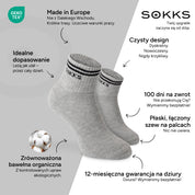 SOKKS Skarpetki Retro Szare z Bawełny — Zalety: Made in Europe, bawełna organiczna, 100 dni na zwrot, 12-miesięczna gwarancja na dziury
