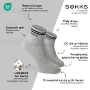 SOKKS Retro ponožky Sivé z bavlny — Výhody: Made in Europe, bio bavlna, 100 dní na vrátenie, 12-mesačná záruka proti dieram