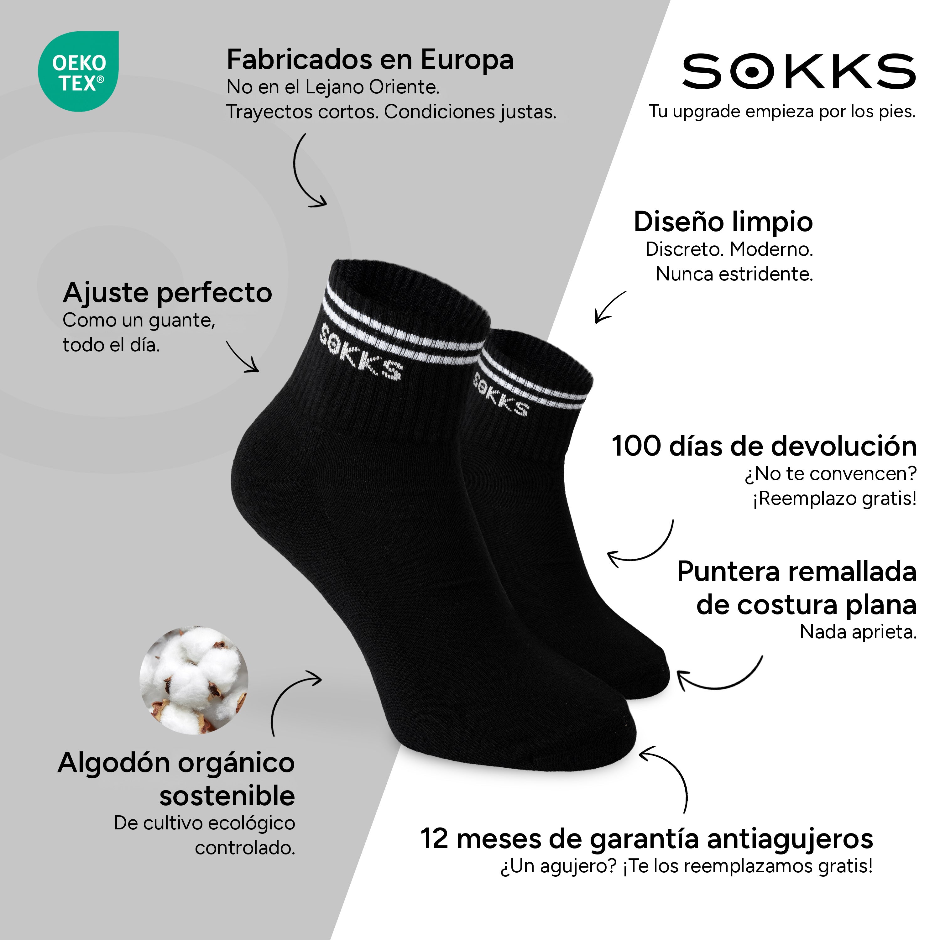 SOKKS Tobilleros Retro Negro de Algodón — Ventajas: Fabricados en Europa, algodón orgánico, 100 días de devolución, 12 meses de garantía antiagujeros