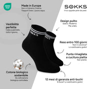 SOKKS Calzini Retro Nero in Cotone — Vantaggi: Made in Europe, cotone biologico, reso entro 100 giorni, 12 mesi di garanzia anti-buchi