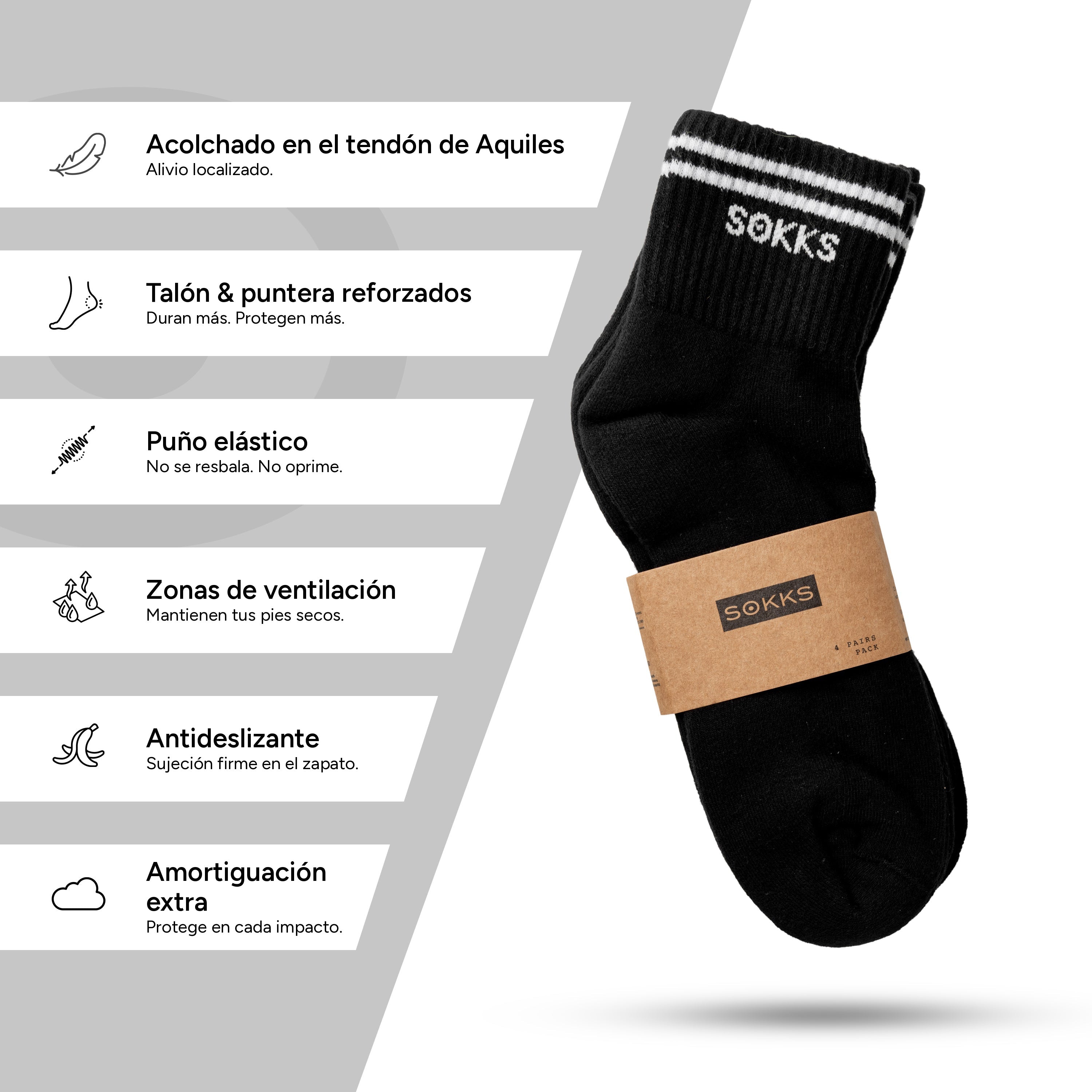 SOKKS Tobilleros Retro Negro de Algodón — Vista de uso
