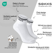 SOKKS Retro ponožky Bílé z bavlny — Výhody: Made in Europe, bio bavlna, 100 dní na vrácení, 12měsíční záruka proti dírám