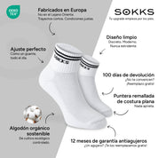 SOKKS Tobilleros Retro Blanco de Algodón — Ventajas: Fabricados en Europa, algodón orgánico, 100 días de devolución, 12 meses de garantía antiagujeros