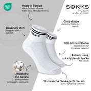 SOKKS Retro ponožky Biele z bavlny — Výhody: Made in Europe, bio bavlna, 100 dní na vrátenie, 12-mesačná záruka proti dieram