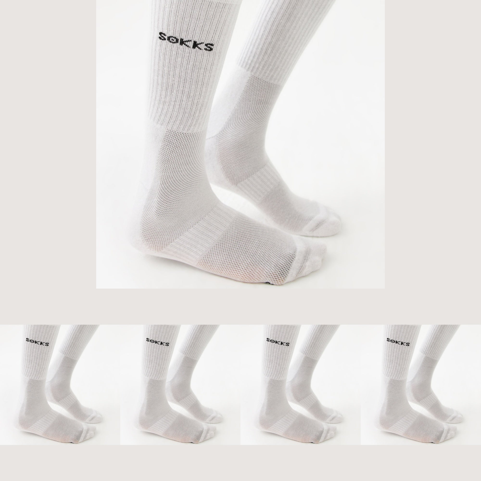 SOKKS 4 Paar Hohe Laufsocken Weiß | Running — SOKKS Premium Socken Hauptbild