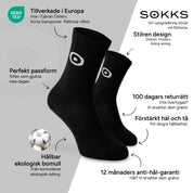 SOKKS Sportstrumpor Svart med Logotyp i Bomull — Fördelar: Tillverkade i Europa, ekologisk bomull, 100 dagars returrätt, 12 månaders anti-hål-garanti