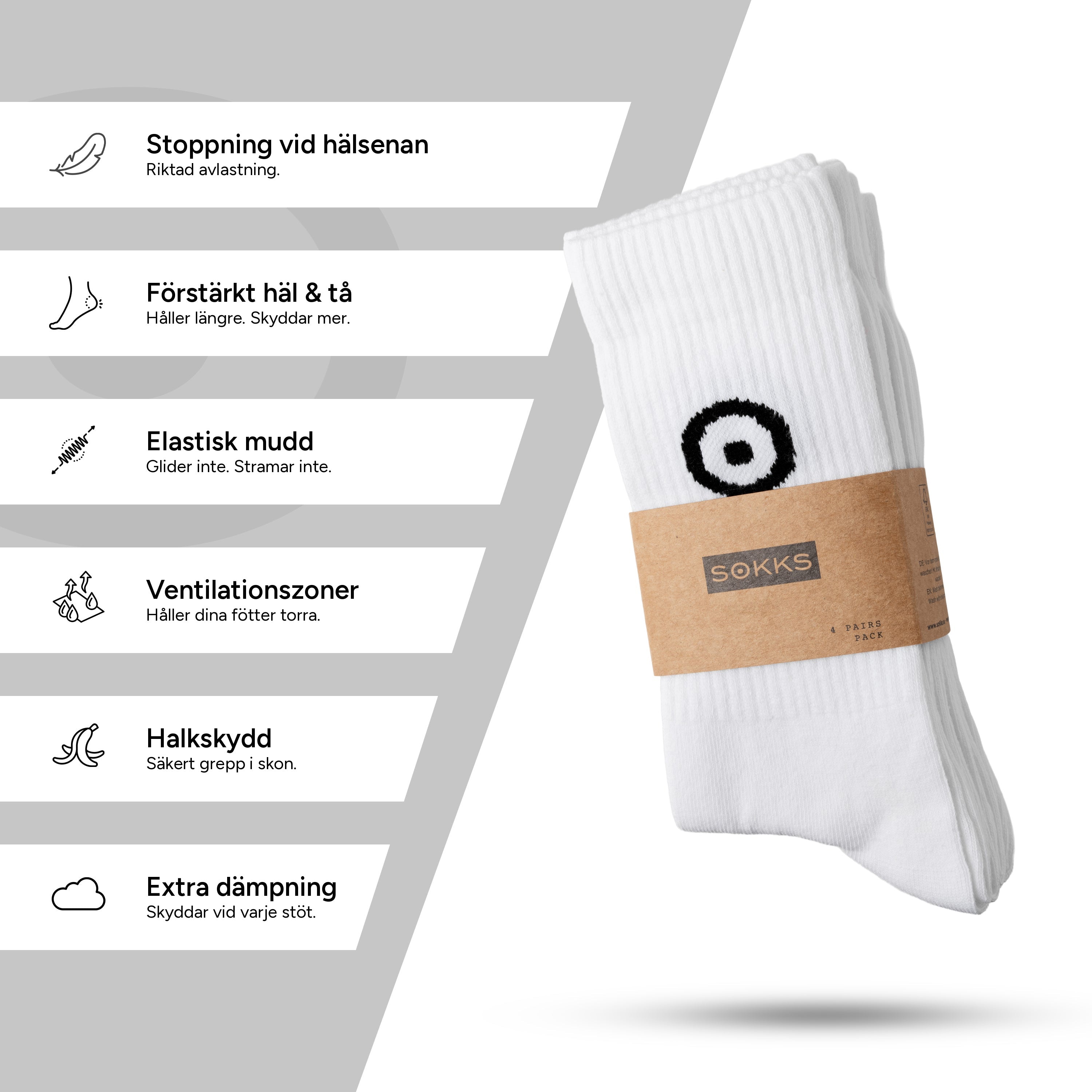 SOKKS Sportstrumpor Vit med Logotyp i Bomull — Vy 4