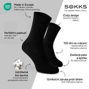 SOKKS Vysoké tenisové ponožky Černé z bavlny — Výhody: Made in Europe, bio bavlna, 100 dní na vrácení, 12měsíční záruka proti dírám