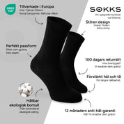 SOKKS Höga Tennisstrumpor Svart i Bomull — Fördelar: Tillverkade i Europa, ekologisk bomull, 100 dagars returrätt, 12 månaders anti-hål-garanti