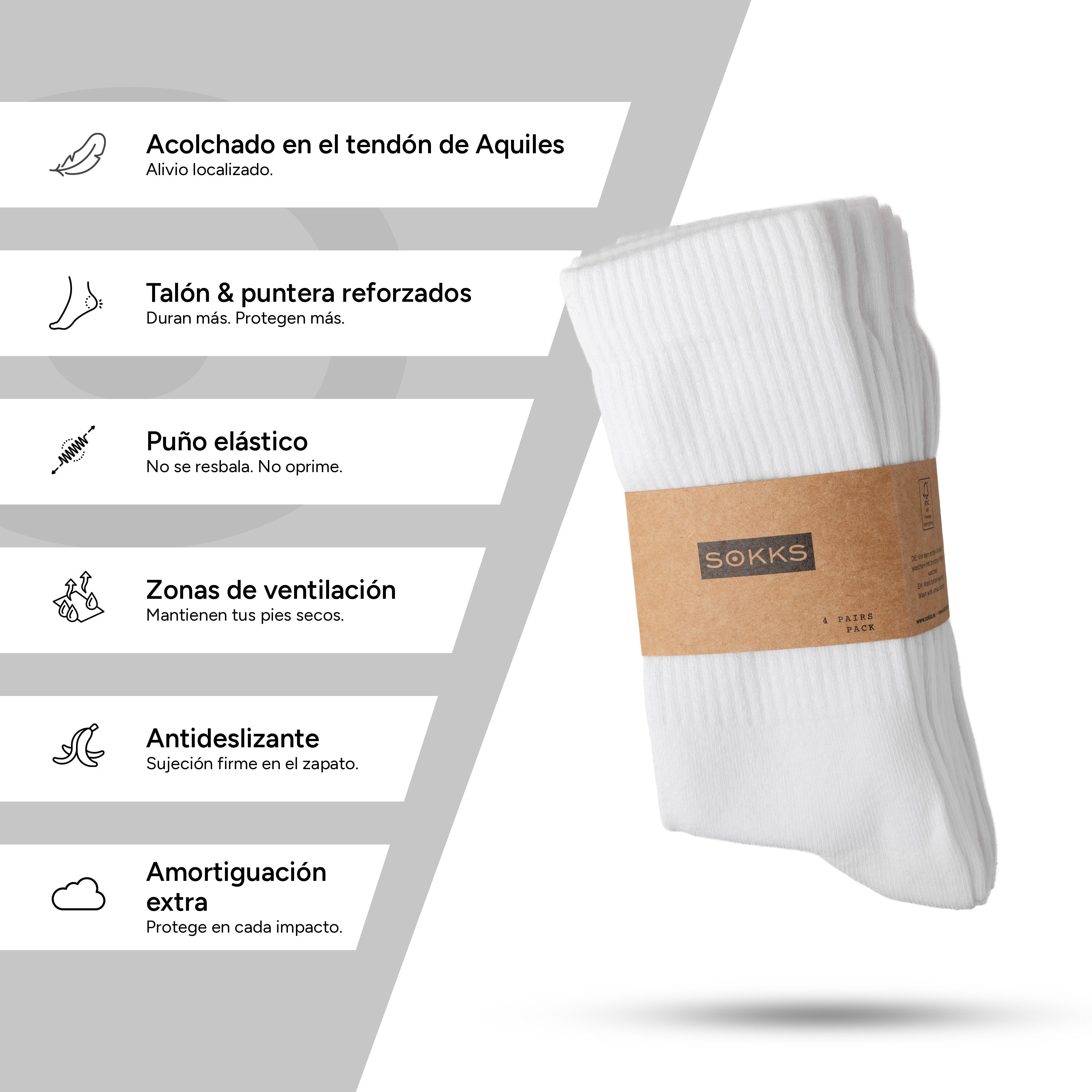 SOKKS Calcetines de Tenis Altos Blanco de Algodón — Vista 4